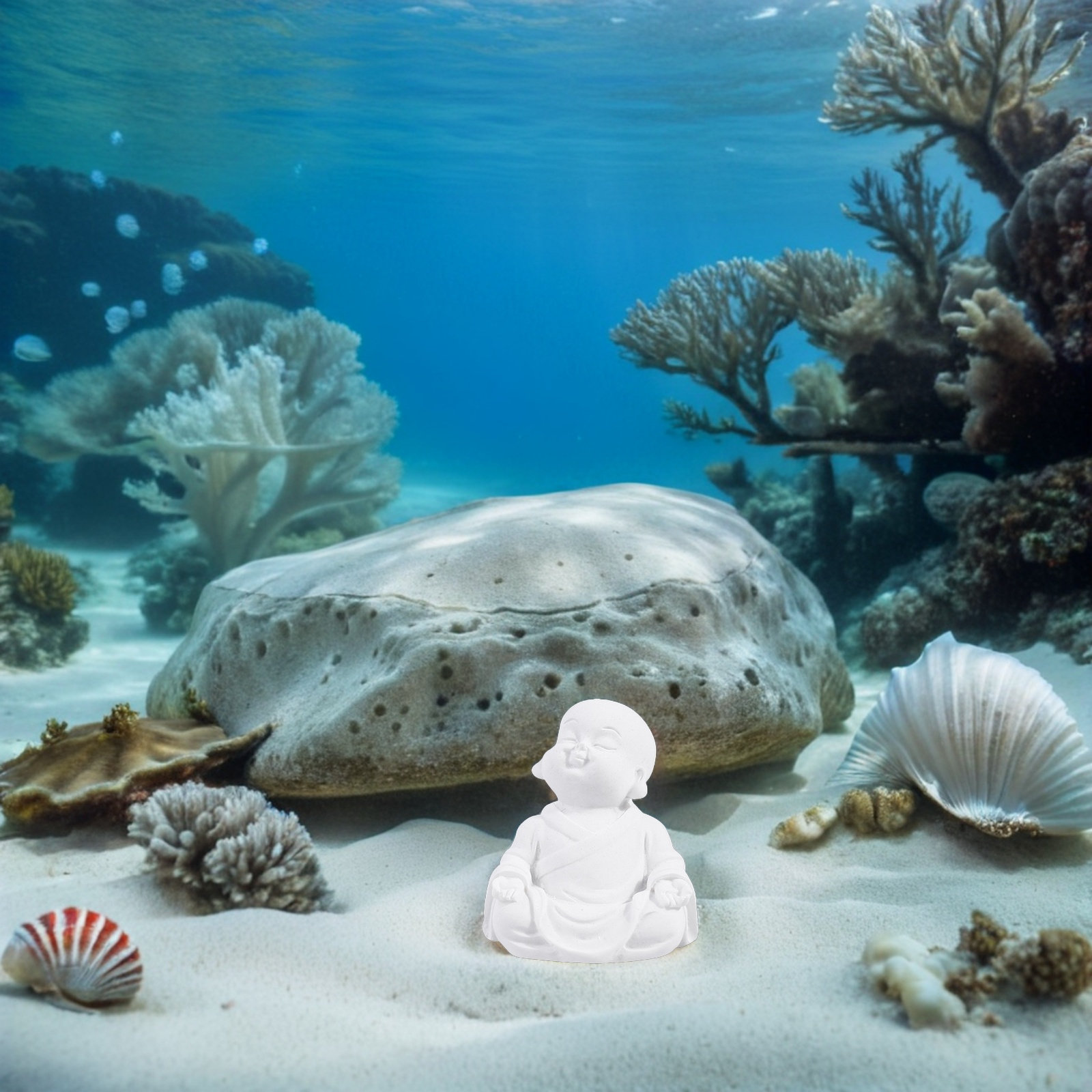 Aquarium Fish Tank - 4Pcs Resin Buddha Statue Home Decor