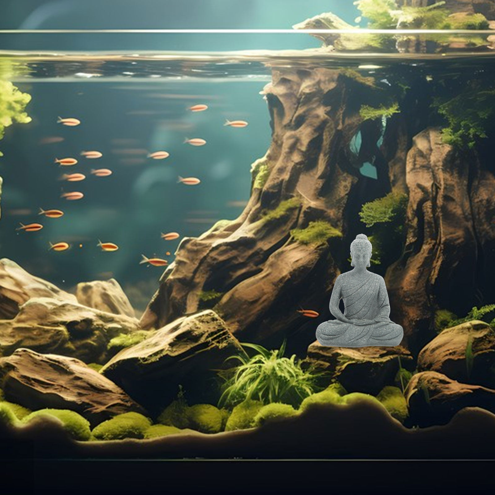 Aquarium Fish Tank - Compact Resin Buddha Statue for Aquarium