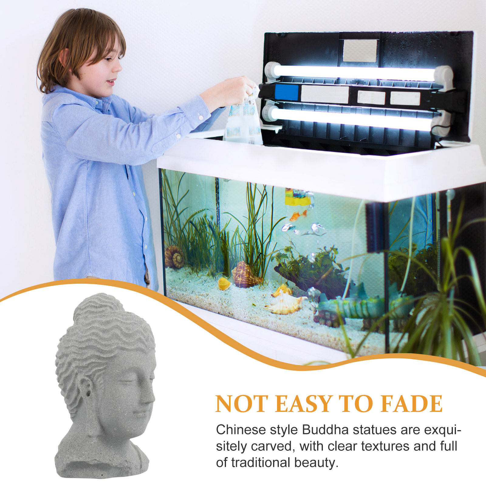 Meditating Buddha Head Statue  - Aquarium Fish Tank review and price